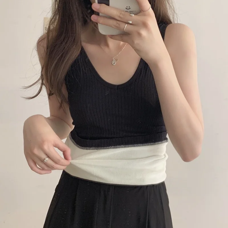 

Plush and Thickened Warm Vest Women's Clothing Autumn and Winter 2021 New Self Heating Bottoming Shirt with Suspenders