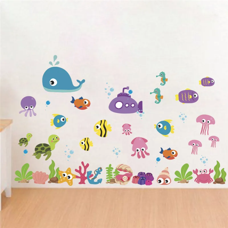 

Underwater Fish Bubble Boat Turtle Wall Sticker Decals Bathroom Bedroom Nursery Window Decor Nursery Decals Poster Mural