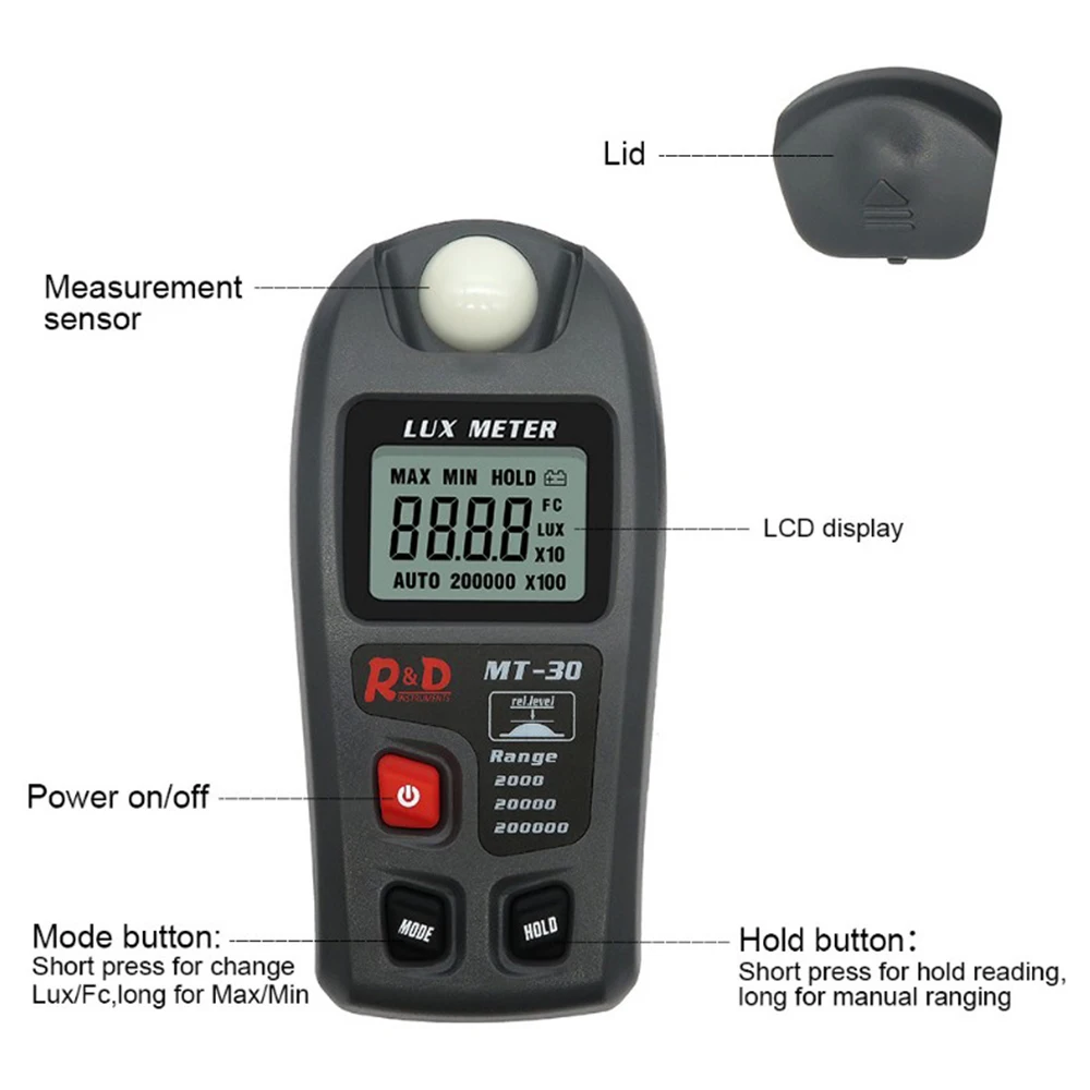 

Digital Luxmeter Visible Light Tester Luminometer Illuminance Instrument