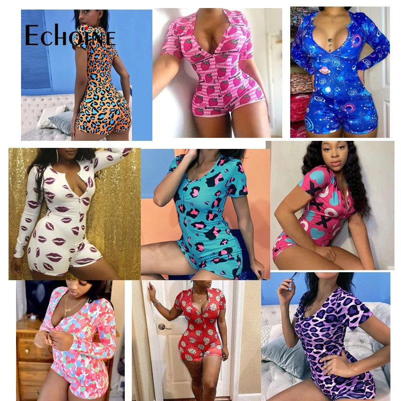 Женский пикантный комбинезон для взрослых одежда сна с цветочным принтом шорты