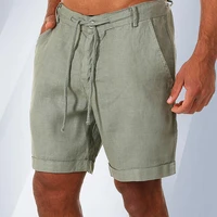 fashion mens linen shorts men summer cotton beach short men new wild leisure loose solid cargo shorts