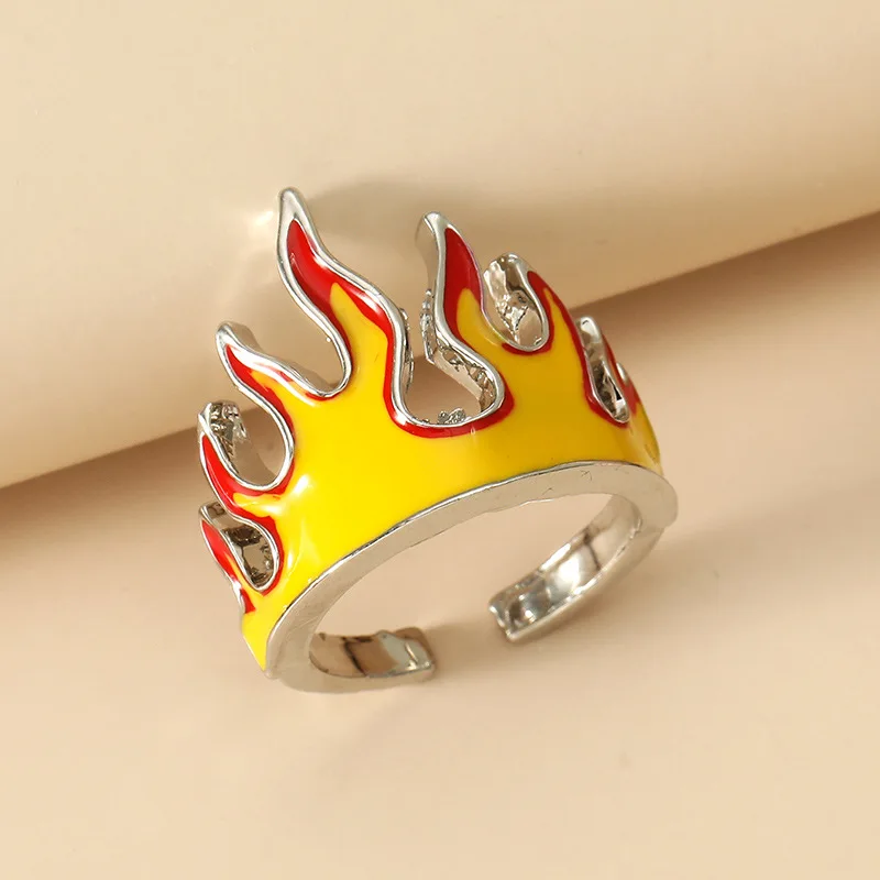 

Creative Flame Ring Personality Trendy Fashion Opening Adjustable Hip Hop Ring Punk Friendship Jewelry Lady Metal Ring