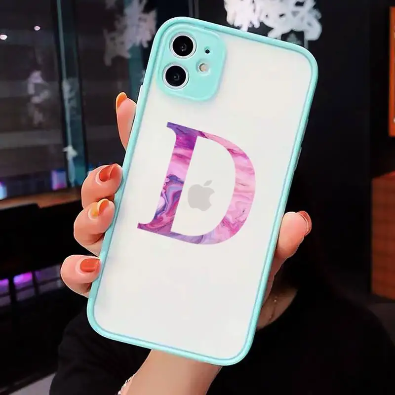 

Custom name shell Marble letters Phone Cases Matte Transparent For iPhone 12 Mini 11 Pro XR XS Max 7 8 Plus