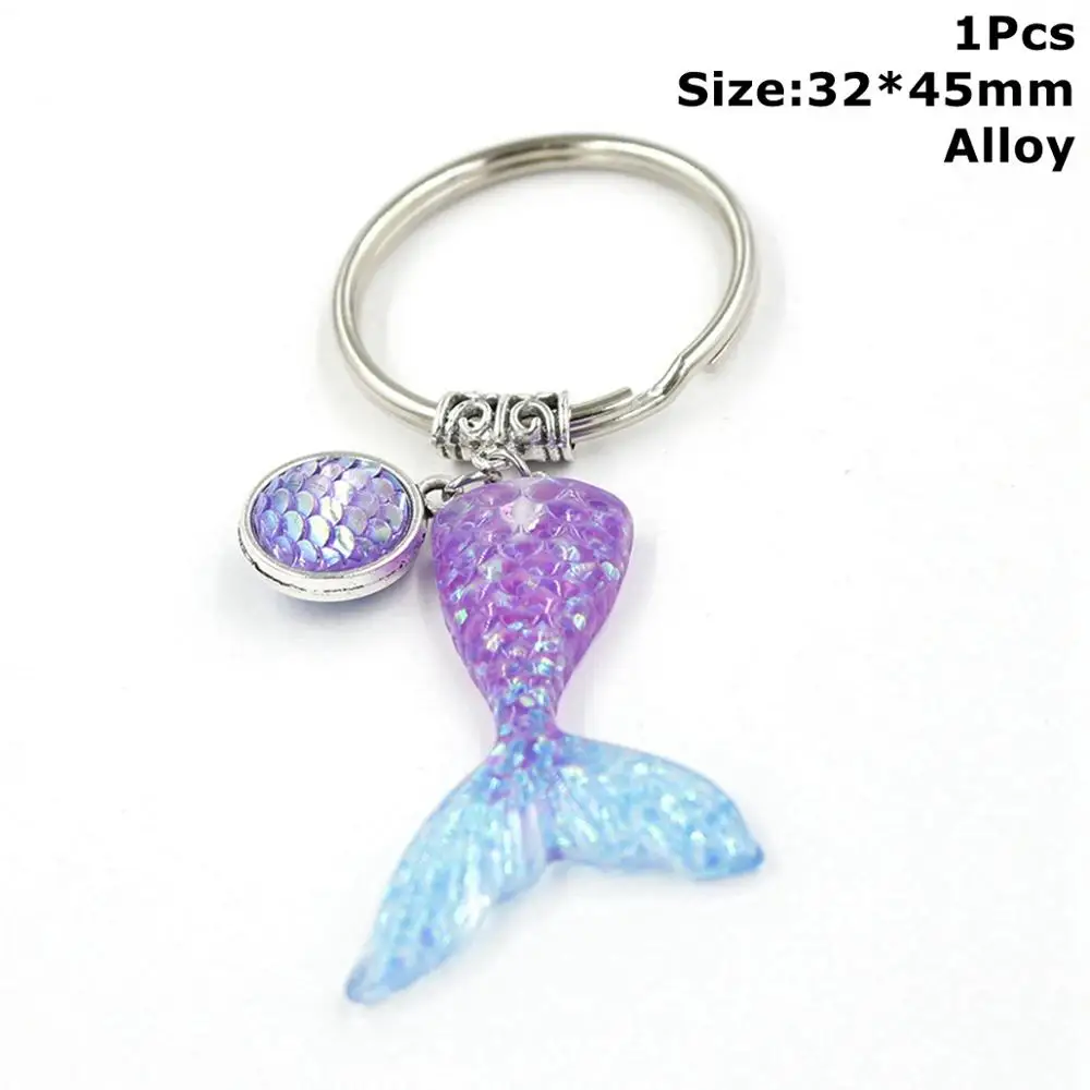 Mermaid Keychain 13 Taoup 1 шт. градиентные цвета радуги блестки маленький брелок для ключей «русалка» с днем рождения Русалка тема вечерние декор для кулоны для девочек DIY - Цвет: Mermaid Keychain 13