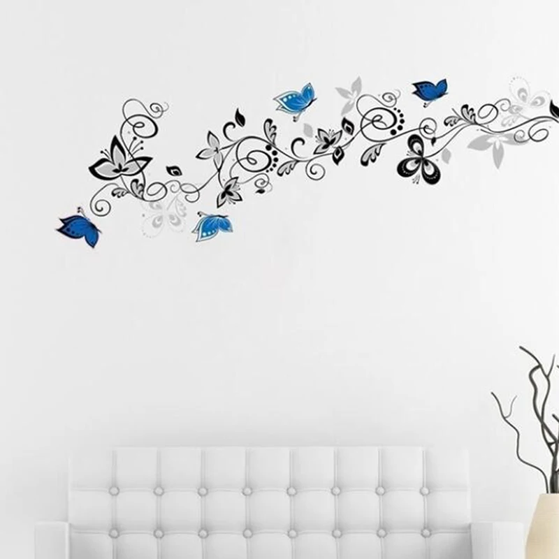 

Black Flower Vine Removable Wall Sticker Refrigerator Cabinet Home Decoration DIY Home Decal Art Mural Poster Home Decoration