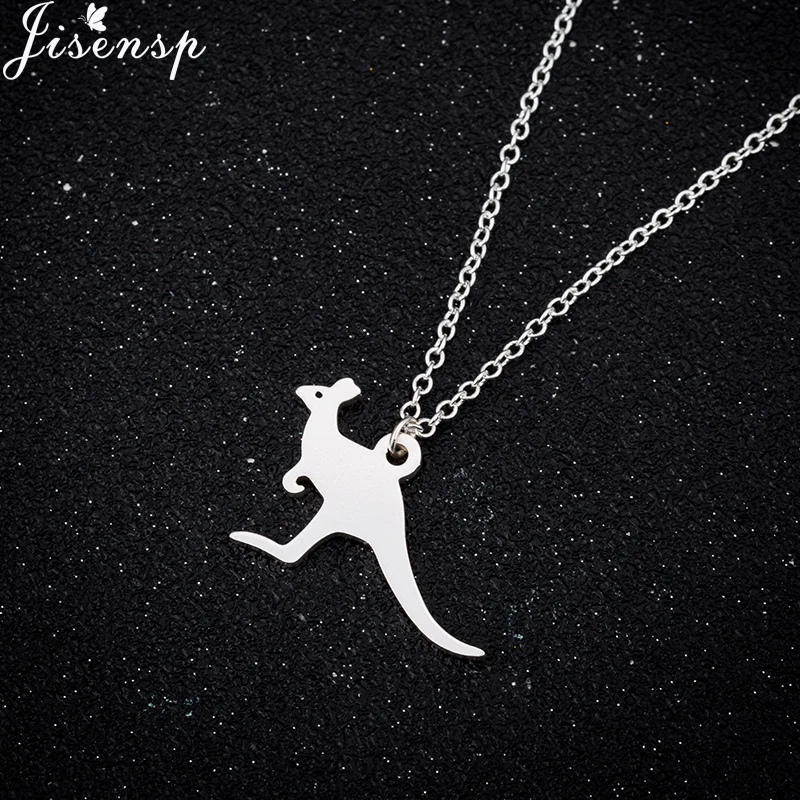 

Jisensp простой дизайн прекрасный кенгуру кулон ожерелье Трендовое животное из нержавеющей стали ожерелье