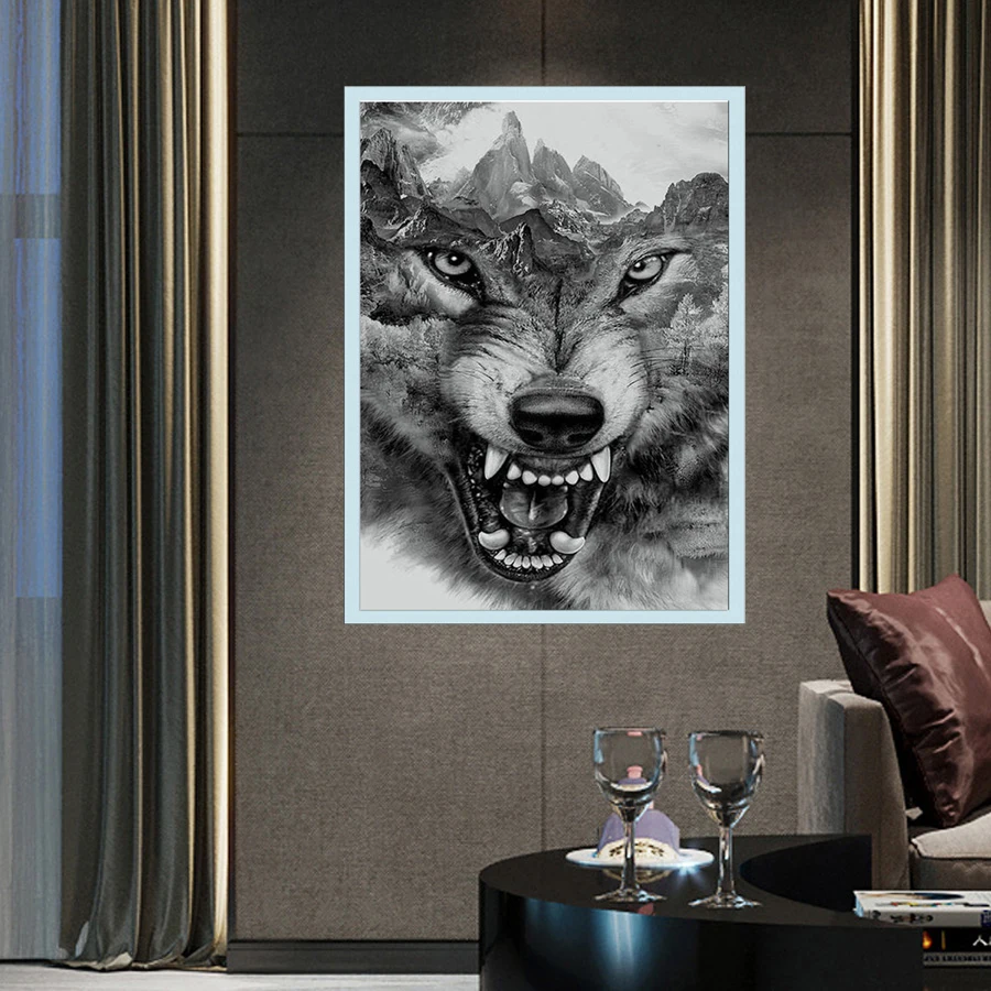 3D Стразы живопись кристалл домашний декор DIY алмазная вышивка крестиком волк