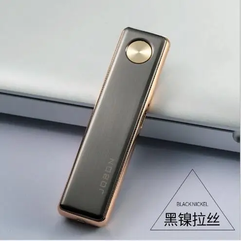 Jobon USB Зажигалка, ультра тонкая ветрозащитная металлическая зажигалка, Электронная зажигалка подарочная упаковка - Цвет: black2
