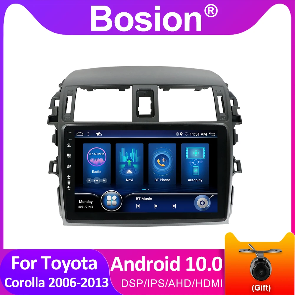 Автомагнитола Bosion Android 10 0 мультимедийный проигрыватель GPS-навигация для Toyota Corolla