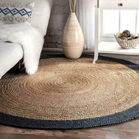round rug 100 natural jute hand woven handmade double sided modern home decoration