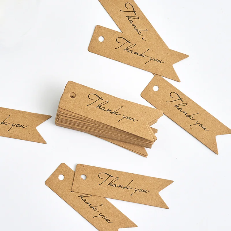 100 шт./лот бирки для упаковки ручной работы из крафт бумаги благодарим Вас