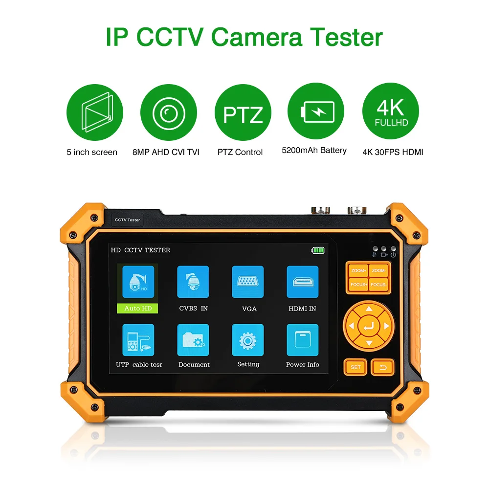 

Портативный мини-монитор для камеры видеонаблюдения, HD-монитор для 8 Мп, CVI, TVI, AHD, SDI, аналоговый, 5 в 1, VGA и 4K, HDMI вход, коаксиальный