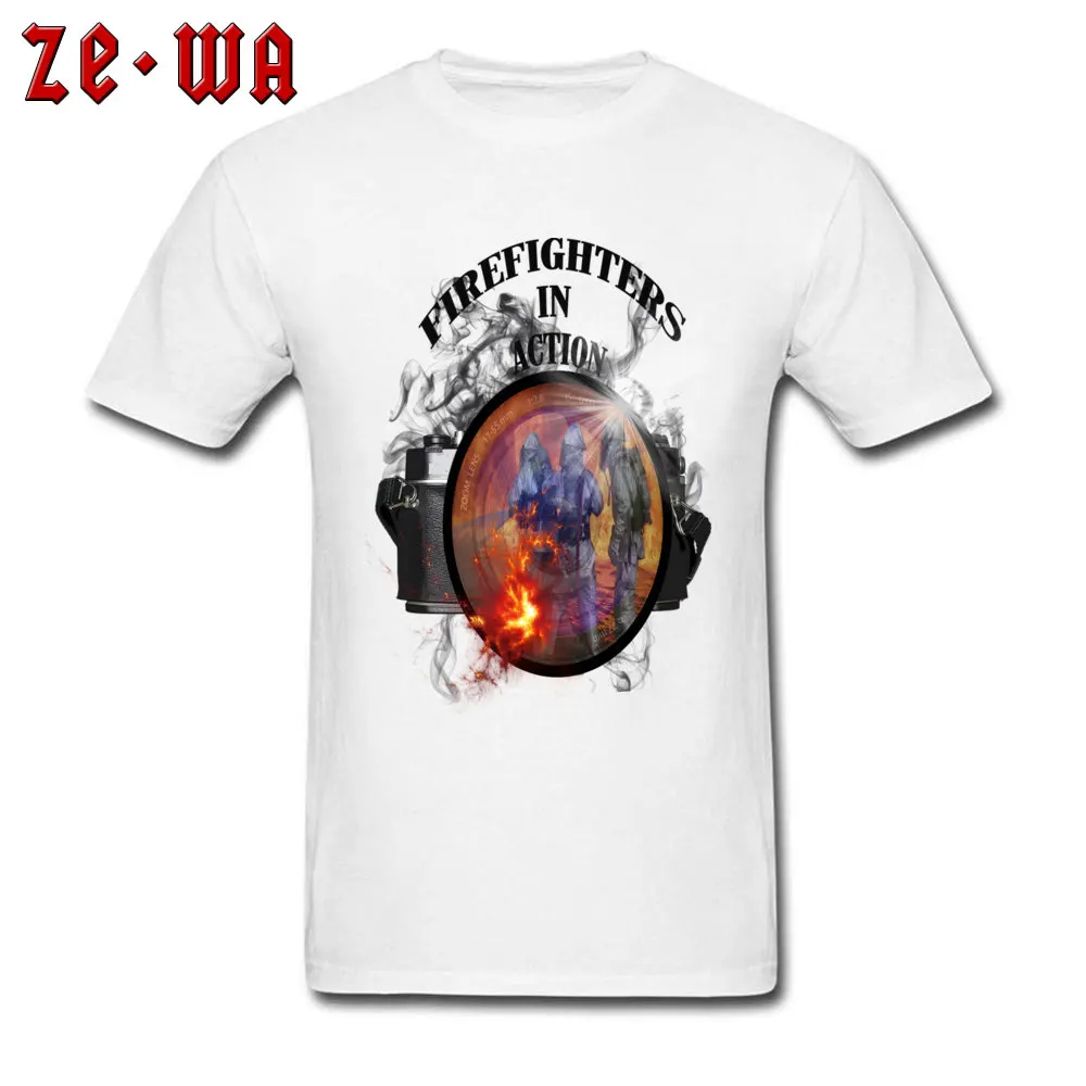 Пожарные в действии 100% хлопок мужская футболка с коротким рукавом 2018 Новое
