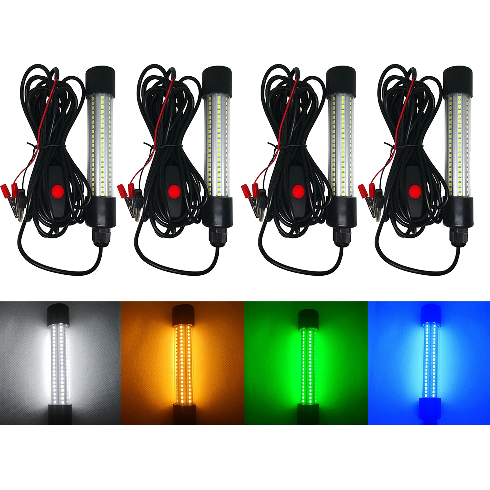 

12V LED Underwater Fishing Light Submersible Squid Crappie Lure Lamp W/ 6m Cord