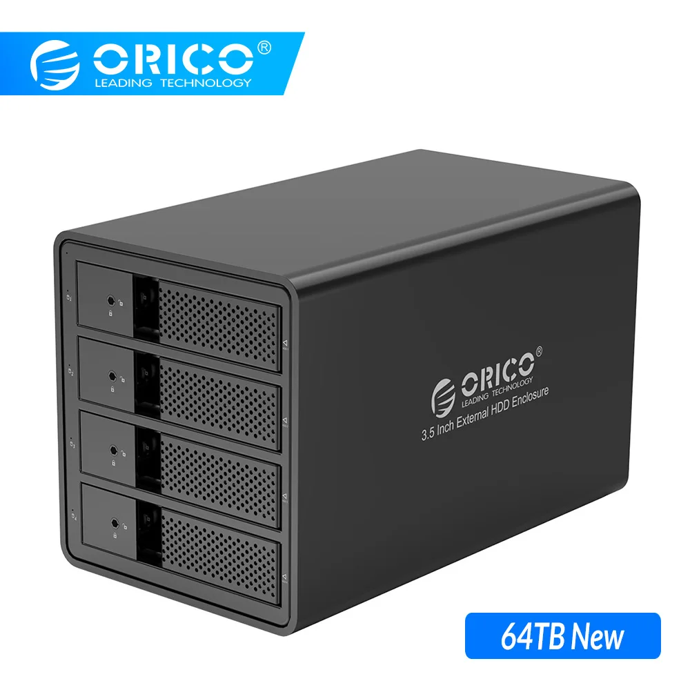 ORICO алюминиевый 4 отсек 3,5 ''USB3.0 HDD док-станция Поддержка 64 ТБ UASP с 150 Вт внутренний адаптер питания SATA к USB 3,0 HDD Чехол