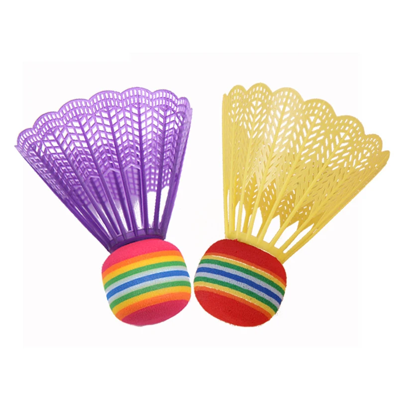 

10PCS Badminton EVA Rainbow Ball Head Nylon Badminton Feathers for Children Game Sport Entertainment with Transparent Barrel