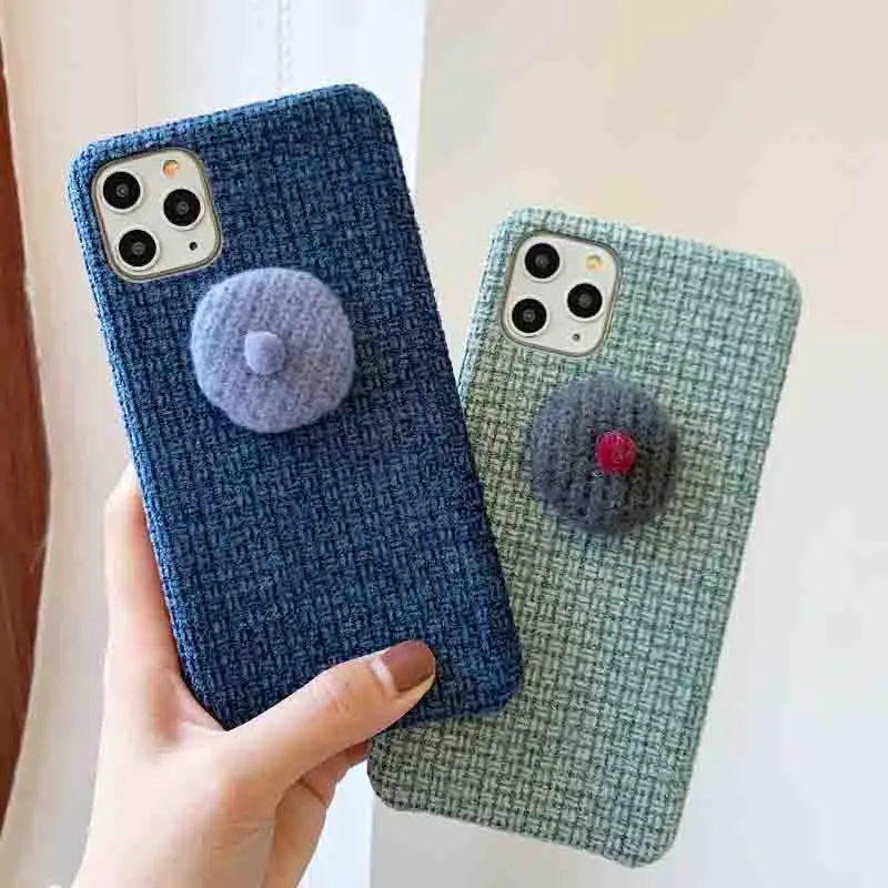 Милый берет шляпа чехол для телефона iPhone X XS MAX XR зимний теплый s 7 8 6 6S Plus 11