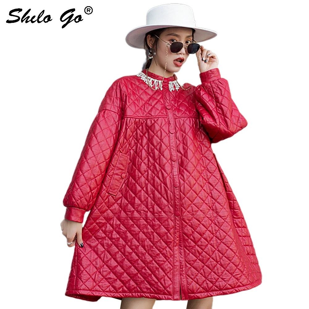 Женский Тренч из натуральной кожи Элегантное однобортное пальто трапециевидной