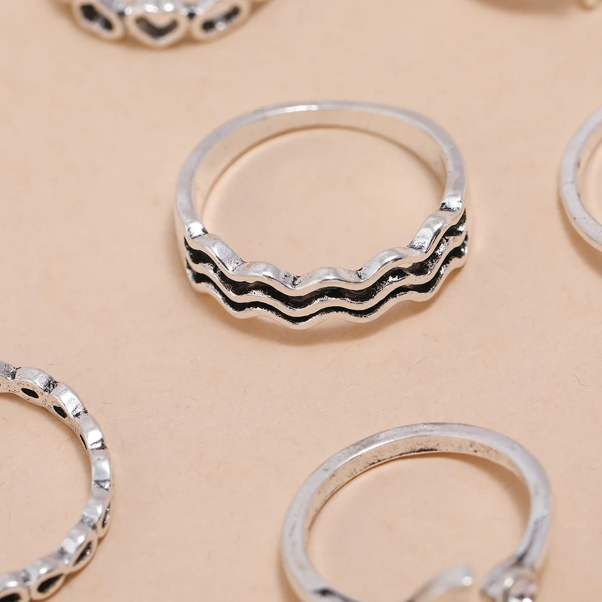 7 шт./компл. новые модные серебряные геометрические кольца с хвостом русалки