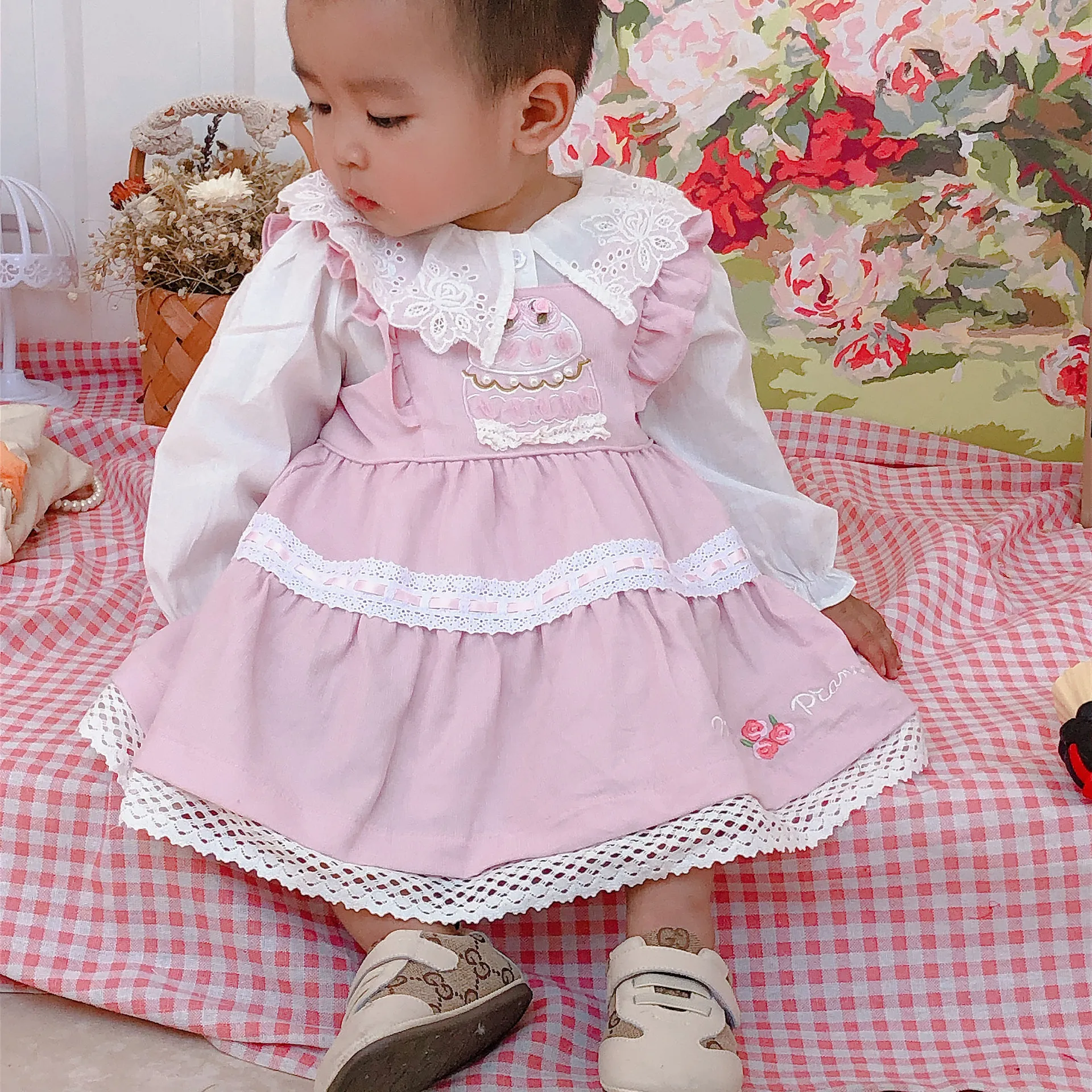Girl Spanish Clothing Vintage High-end Custom England Princess Dress Cotton with pants for | Детская одежда и обувь