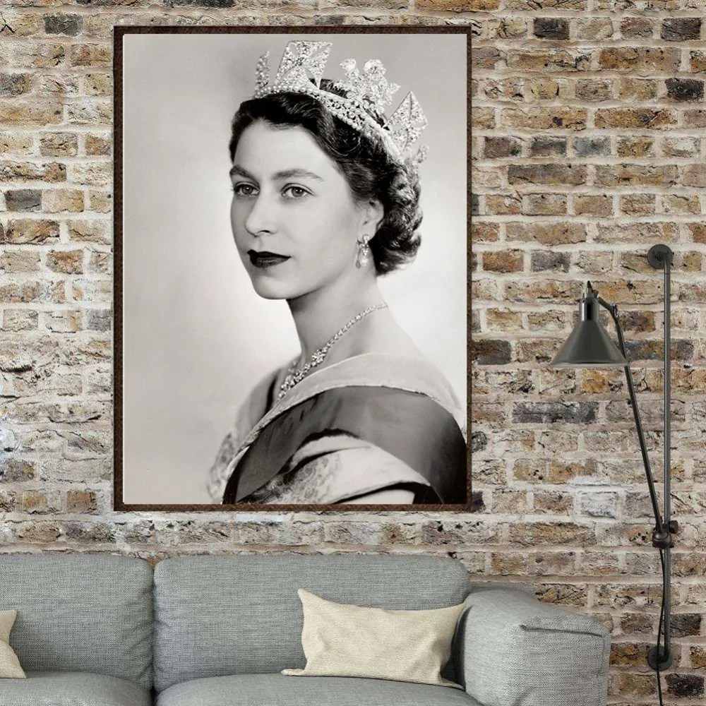 Elizabeth II Young portrait queen холщовая живопись высокого качества плакаты и репродукции, настенное искусство холст для бара настенное уркашение для гостинной