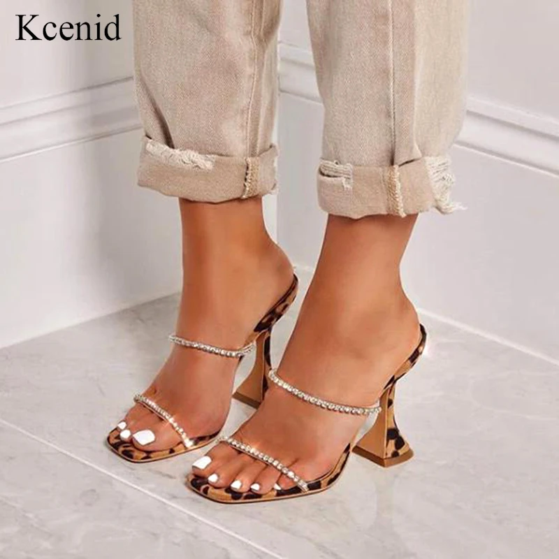 Новые летние тапочки Kcenid женские модные сандалии на ремешках со стразами Уличная