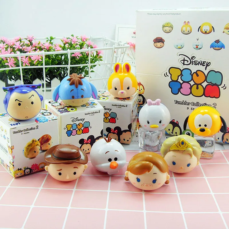 

9 Pcs/set Tsum Tsum Jenga Toys Mickey Minnie Mouse Stitch Pooh Donald Duck Tumbler Toy Story Doll Car Decoration Kids Toy Figure