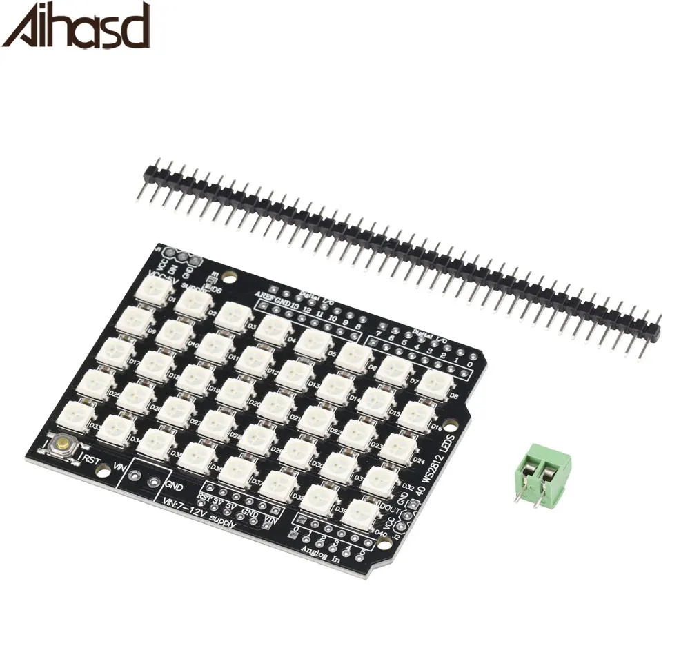 Aihasd 40 красный зелёный синий светодисветодиодный WS2812 5X8 Пиксельная точечная