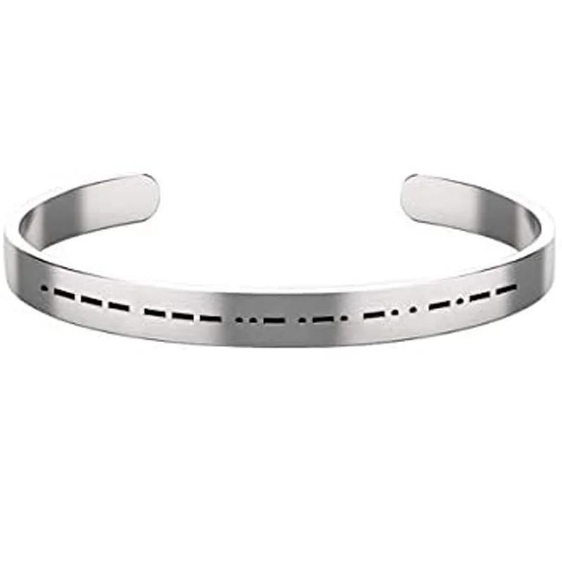 

Morse Code Bracelet Inspirational Bracelets for Men Women Cuff Bangle Hidden Message Jewelry Present Stainless Steel Adjustable