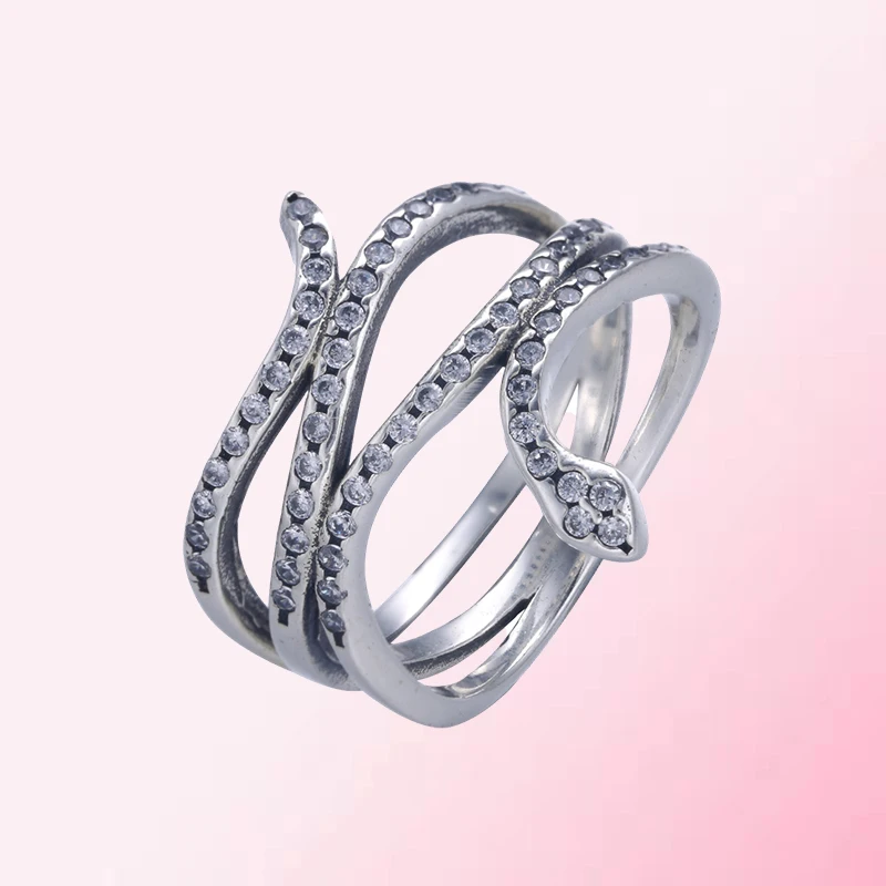

High 1:1 Make Quality Original 925 Sterling Silver Custom Snake Shape DIY Ring