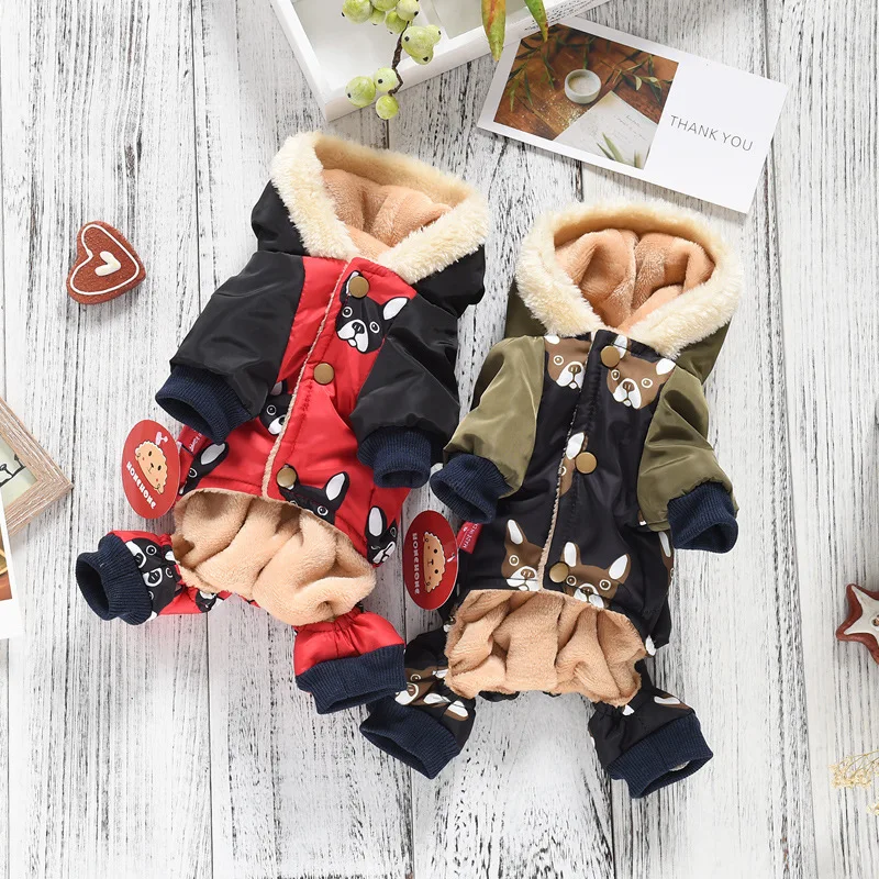 

Pet dog autumn and winter dog clothes four-legged clothes for small dogs fashion printed red black colors s-xxl size dog jackets