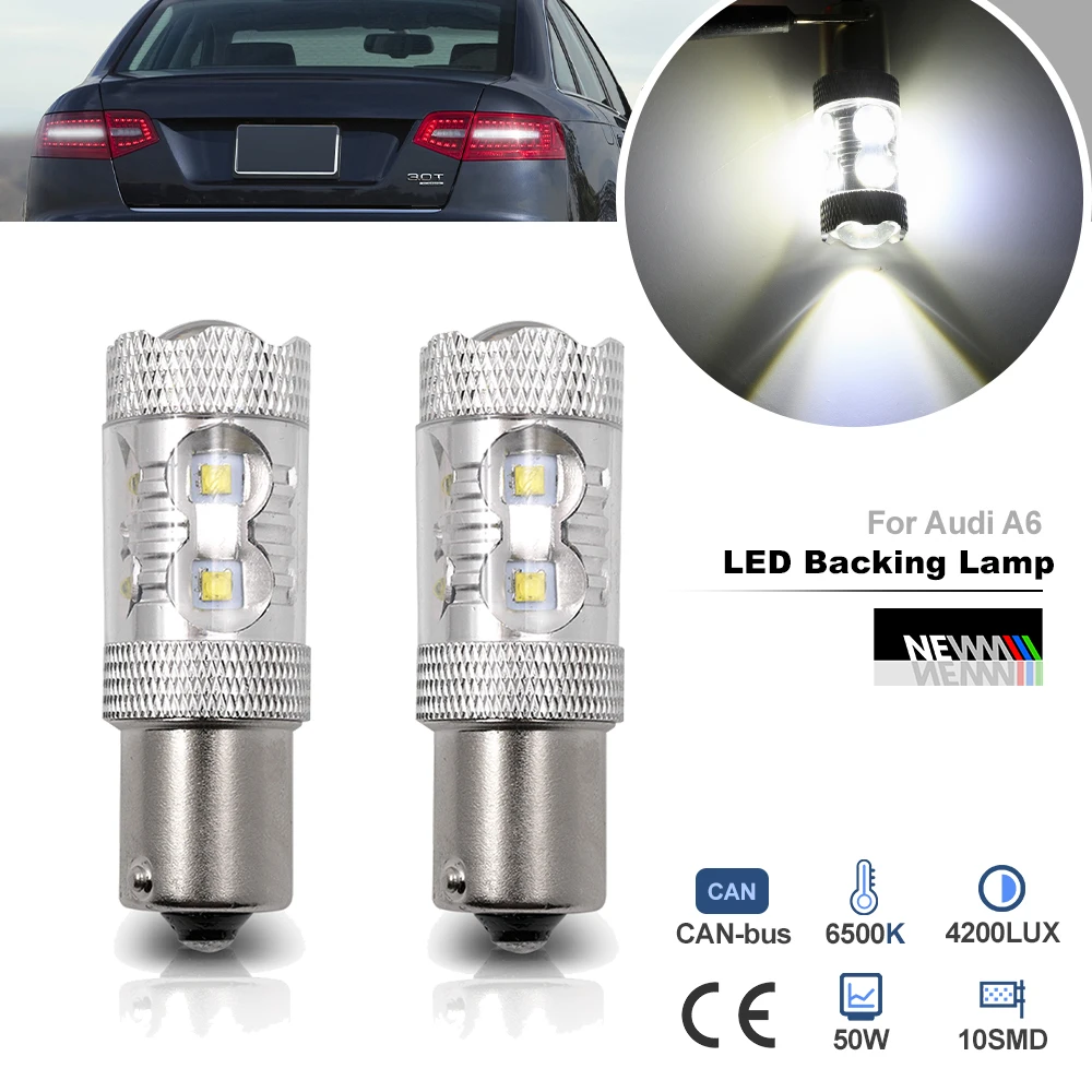 LED BA15S 1156 P21W Backup Reverse Light Bulb for Audi A6 4A C4 Avant 4B C5 4F2 6FH C6 No Flickering Tail Lamp Backing Light