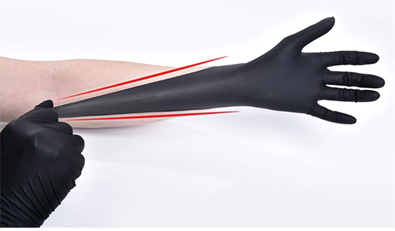 100 шт. одноразовые перчатки черные нитриловые оптом резиновые из латекса