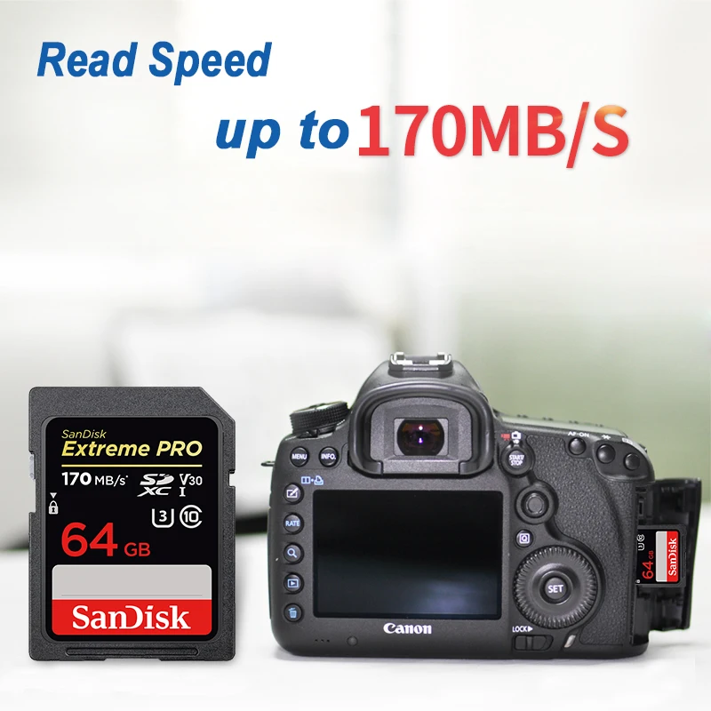 Карта памяти SanDisk Extreme Pro 32 Гб 64 128 ГБ U3 SD карта 256 512 V30 4K для SLR камеры SDXC SDHC с