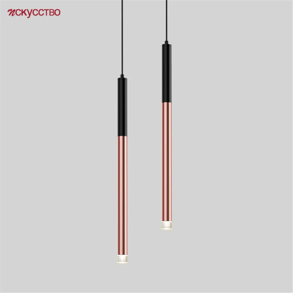 

Nordic Black Rose Gold Long Tube Metal Led Pendant Lights For Staircase Kitchen Dining Room Home Deco Art Hanging Lamp Fixtures