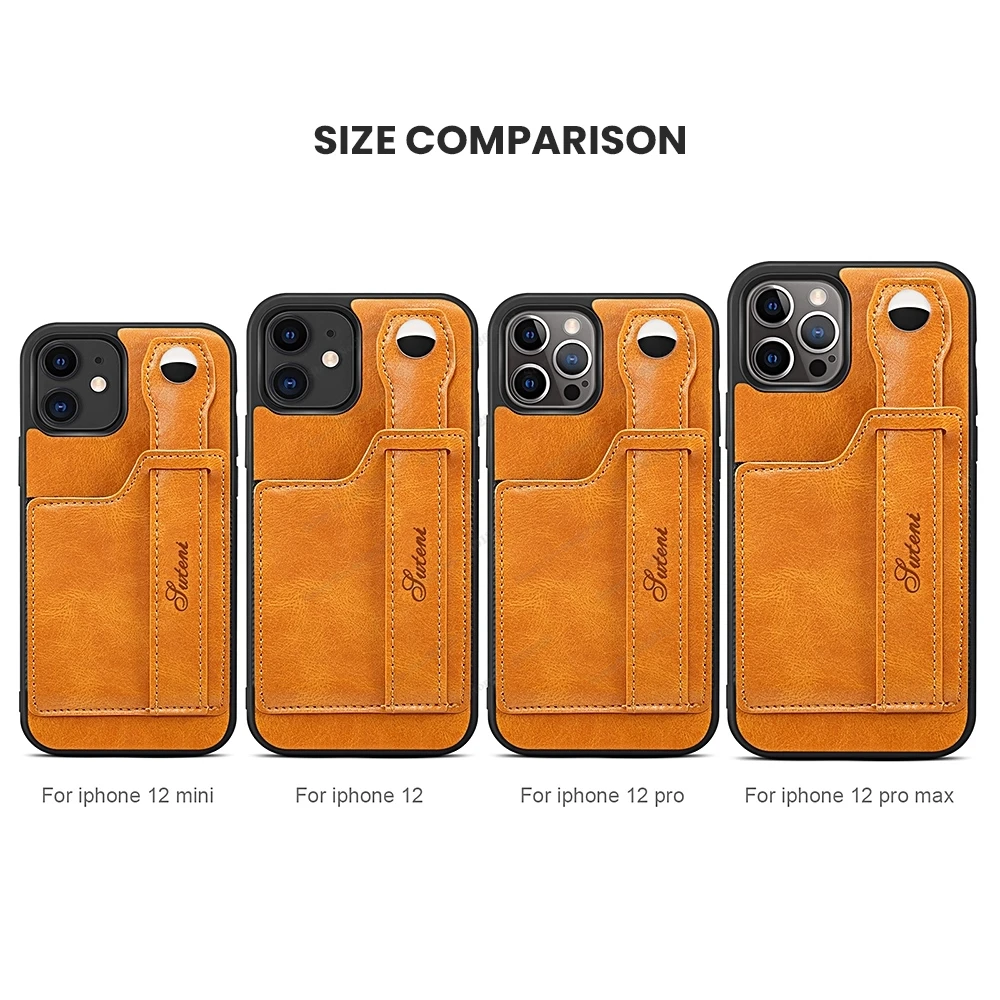 

Case for iPhone 12 Mini 12 Pro Max PU Leather Bracket Wristband Card Holder Full Cover Shell For iphone 12 Pro Max 12 Pro Coque