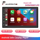 Автомагнитола AMPrime, мультимедийный стерео-плеер на Android, с Bluetooth, GPS, Wi-Fi, ОЗУ 8 Гб, ПЗУ 128 ГБ, типоразмер 2DIN