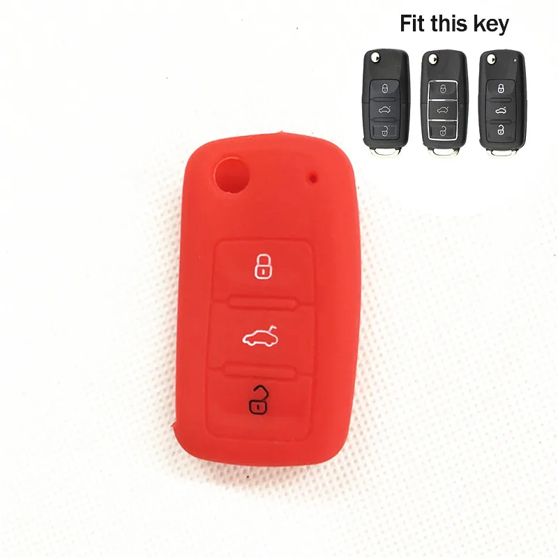 A RED Силиконовый чехол для ключей для Volkswagen Skoda Octavia Yeti Roomster Fabia Rapid Superb KODIAQ/Seat Leon Toledo Altea Ibiza - Название цвета: A RED