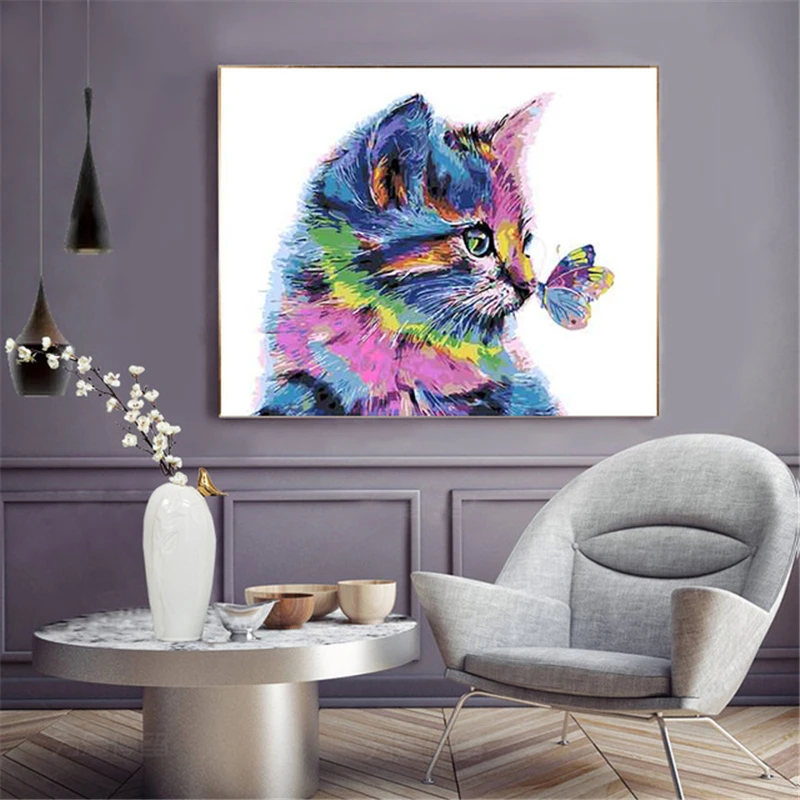 

Cat Butterfly Paintings By Numbers DIY Pictures Oil Coloring By Numbers Set Gift Drawing By Numbers Canvas Decor New Arrivals