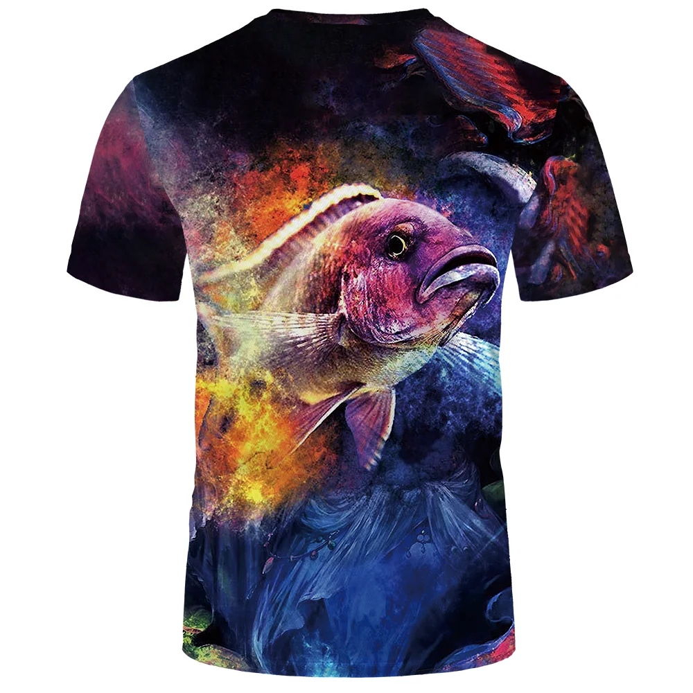 Новинка 2021 футболка с 3D принтом рыбы уличная мода для мужчин и женщин морским