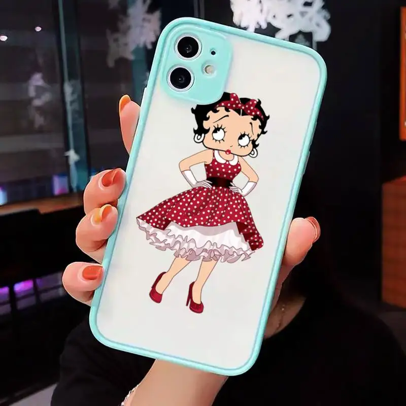 

Betty boop cartoon sexy girl Phone Case matte transparent For iphone 7 8 11 12 plus mini x xs xr pro max cover