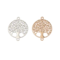 doreenbeads fashion copper filigree stamping connectors round kc gold silver color tree pattern diy charms 15 x 12mm 20 pcs