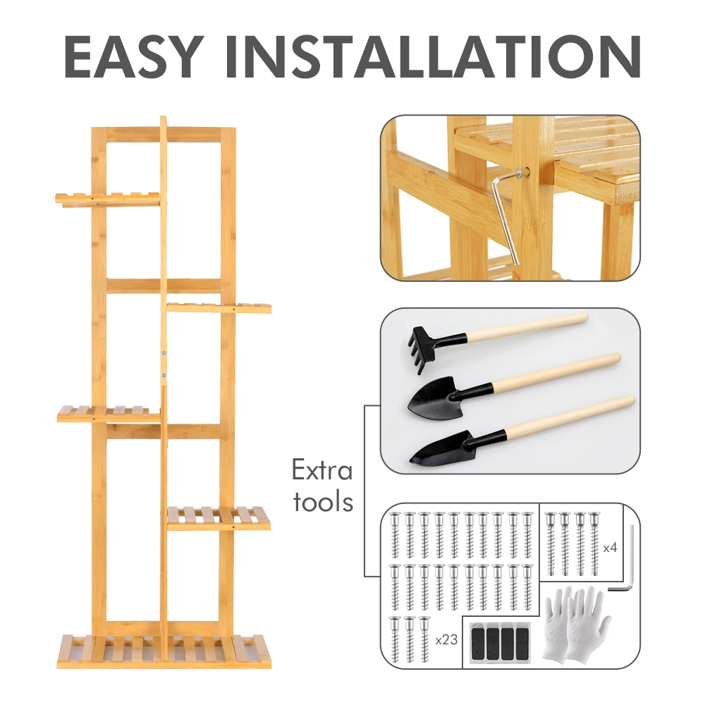 Бамбуковая полка для растений 5 ярусов подставка цветов сада гостиной стола