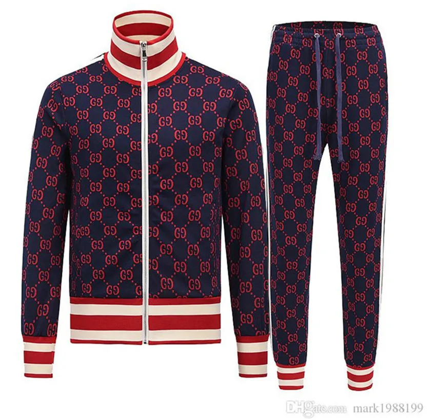 

2021 New Men's Jogging Suit Casual 2 Piece Striped Suit Fall Fashion ZipperSweatshirt Suit