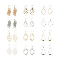 12pcsset boho leaves earrings set simple style geometry dangle earring for women new years party ear jewelry gifts