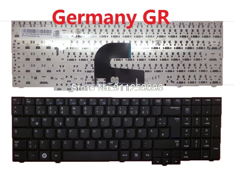 Клавиатура для ноутбука Samsung Aegis 600B Германия GR BA59-03007C 9Z.N6ZSN.10G без рамки черный |