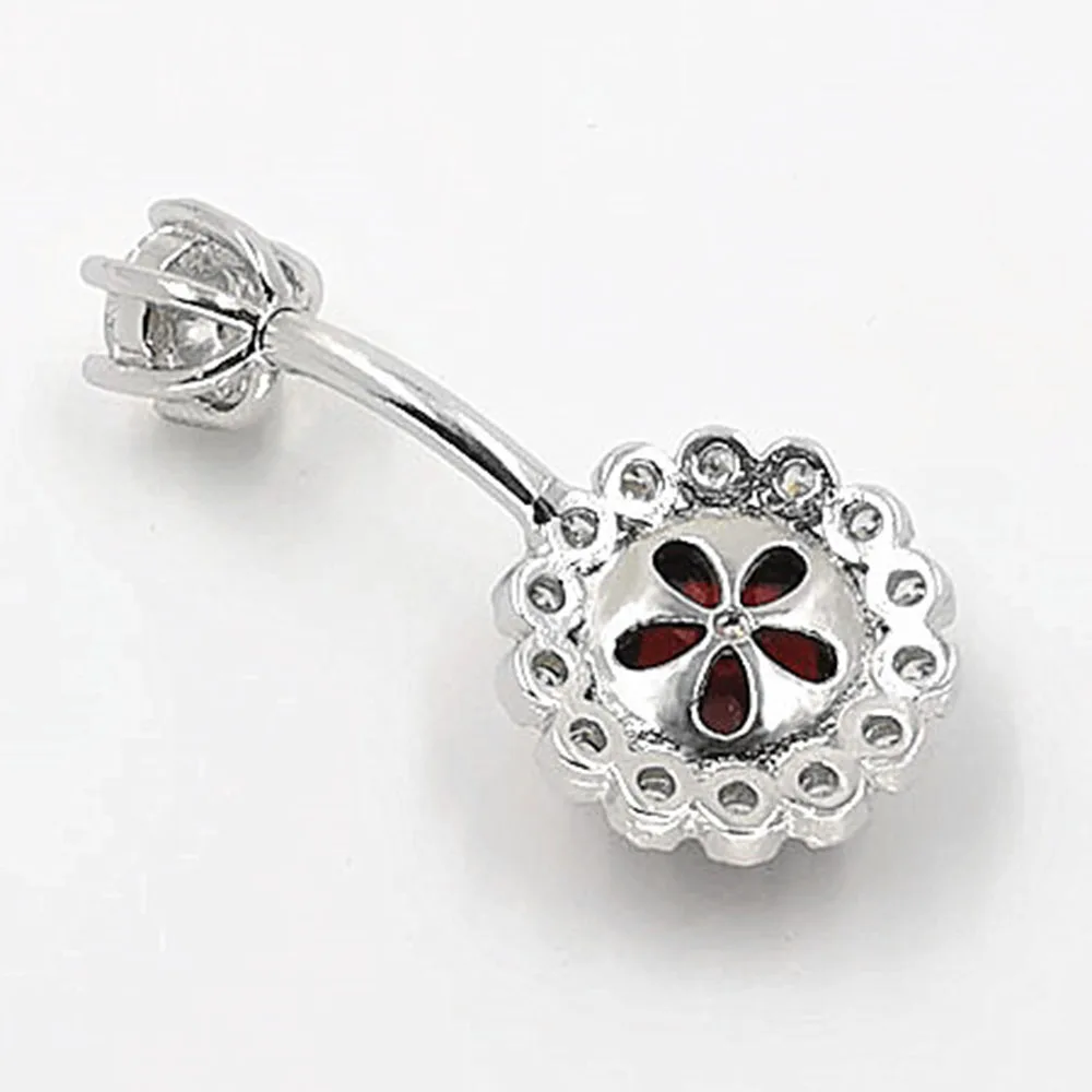 Пирсинг для живота из серебра 925 пробы с красными кристаллами Ювелирное