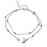 european american new bohemian anklet dolphin ankle silver bead bracelet fashion double layer beach ornament wholesale