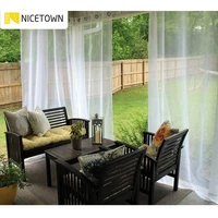 nicetown single panel waterproof garden decoration outdoor sheer curtains for porch exterior voile with sliver ring grommet