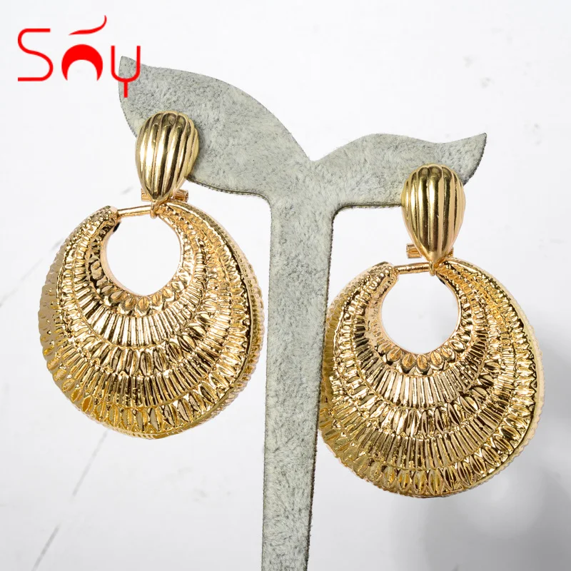 Sunny Jewelry Fashion Drop Earrings New Copper African Dubai Hollow Large Style For Women High Quality Daily Wear Gift Party